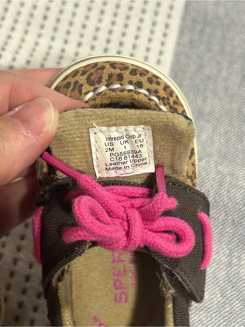 Infant Sperry Leopard Print Boat Shoes with Pink Accents